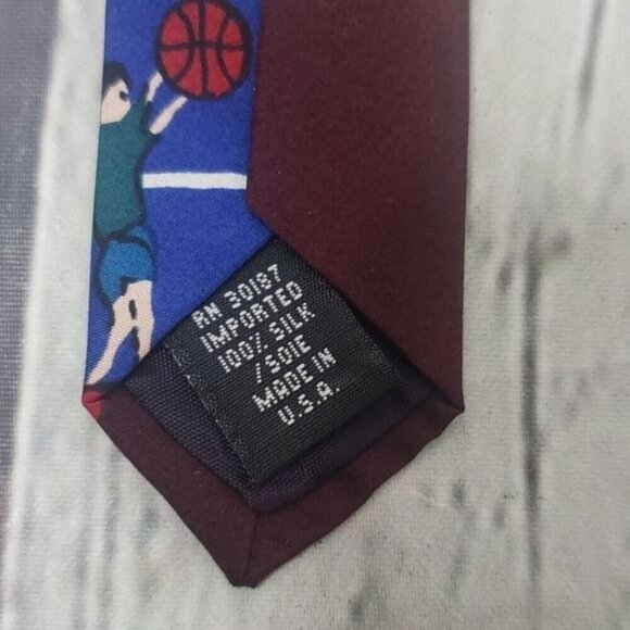 Vintage 80s 90s Kid's Sports Baseball Soccer Silk Neck Tie Coach Gym - Picture 3 of 6